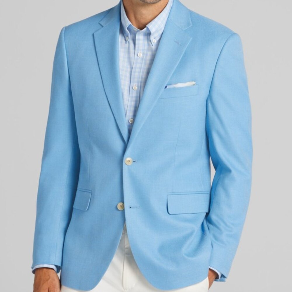 NEW Jos A Bank Traditional Fit Textured Comfort Stretch Sportcoat Light Blue 42R